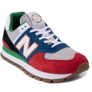 New Balance 574 Rugged color block red green blue worn once! Mens US 11